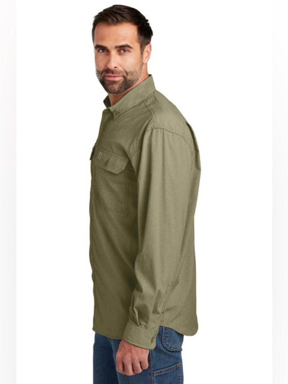 Carhartt Carhartt Force Olive Green Long Sleeve Button Up, Size 3XLT